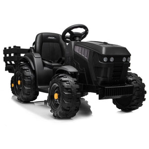 12 Volt Ride on Cars for Boys Girls, UHOMEPRO Electric Ride on Tractor with Trailer, MP3 Player, Battery Powered Truck Agricultural Vehicle, Ride on Toys for Kids, Black, W14912