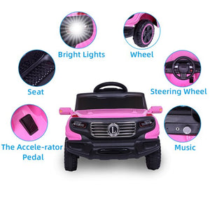Ride On Toys for Boys Girls, Electric Car with Parental Remote Control & Manual Modes, Music, Horn, Lights, Volume Control Functions, Electric Vehicle for 3-5 Years Old, Pink, W02