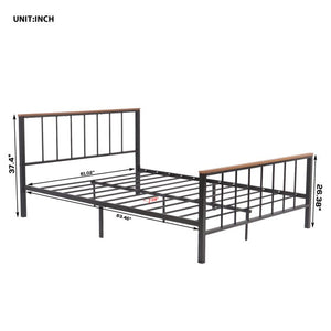 Metal Platform Bed Frame, UHOMEPRO Queen Bed Frame with Headboard and Footboard, Bed Frame No Box Spring Needed, Queen Bed Frame for Kids Adult, Iron Bed Frame for Bedroom, Furniture, Black, W01