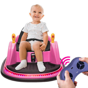 uhomepro Bumper Car for Kids, 6V Ride on Toys Cars with Remote Control, Safety Belt, LED Lights, 360 Degree Spin, Electric Vehicle for Toddlers, ASTM-Certified, Indoor & Outdoor Use, Pink