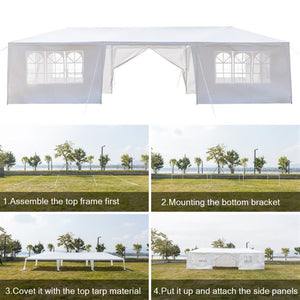 Outdoor Party Tent, 10' x 30' Outdoor Canopy Party Tent with 8 Sidewalls, Wedding Canopy Tent, Patio Gazebo Tent, Sunshade Shelter, L2166