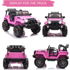 Ride On Toys for Kids 12 Volt, UHOMEPRO Electric Motorcycle for Boys/Girls, 3-5 Years Old Power Car, Ride On Truck Car with Remote Control, 3 Speeds, Spring Suspension, LED Light, Pink