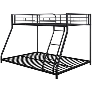 Twin over Full Bunk Bed for Kids, Heavy Duty Metal Bunk Bed Twin over Full, Black Bunk Beds for Kids, Bunk Bed with Ladder/Safety Rail for Boys Girls, Twin over Full Bunk Bed for Bedroom/Dorm, CL790