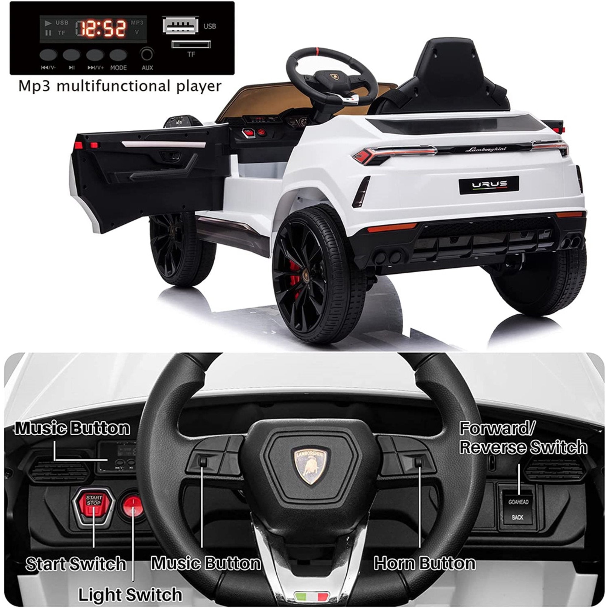 12v Inflatable Electric Ride Ride on Car with Remote, Kids Electric 12 volt Lamborghini Urus Ride o ...