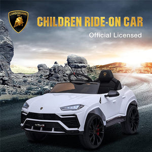 Ride on Car with Remote, Kids Electric 12 volt Lamborghini Urus Ride on Toys, White Battery Powered Ride on Sport Car, 3 Speeds Kids Best Toy Car for Girls, LED Lights, MP3 Music, CL74