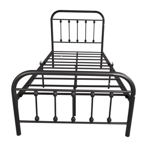 uhomepro Metal Bed Frame Vintage Sturdy Full Size with Headboard and Footboard Mattress Foundation for Kids Boys Girls, No Box Spring Needed (Full, Black)