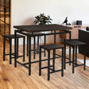 uhomepro Dining Table Set for 4, Modern Counter Height Bar Table and Chairs Set for Small Spaces, Apartment, Pub, Dining Room, Kitchen, Espresso 5 Piece Dining Set