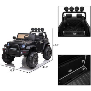 12 V Ride on Truck SUV Car for Kids, Ride on Cars with Remote Control, Battery Powered Electric Vehicles with 3 Speed, LED Light, MP3 Player, Ride on Toys for Girls Boys Birthday Gift, Black, W01