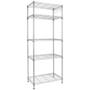 uHomePro Metal Shelves for Kitchen, Heavy Duty 5 Shelf Wire Storage Shelves, Height Adjustable Silver Metal Utility Shelves Storage Rack, Kitchen Shelving Unit for Garage Bedroom, 23.62"x13.77"x59.05", L6499