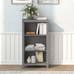 uhomepro 3 Tier Classic Gray Bookcase, Wooden Storage Cabinet for Bedroom Living Room Home