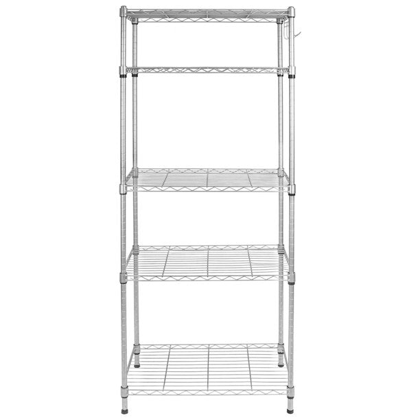 uHomePro Metal Shelves for Kitchen, Heavy Duty 5 Shelf Wire Storage Shelves, Height Adjustable Silver Metal Utility Shelves Storage Rack, Kitchen Shelving Unit for Garage Bedroom, 23.62"x13.77"x59.05", L6499