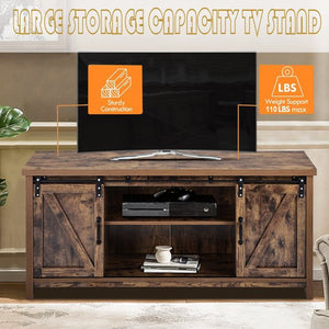 51" Entertainment Center, Living Room TV Stand with Barn Door and Storage Shelves, Media Console Table TV Cabinet, TV Stands for Flat Screens, Apartment/ Office/ Home Corner TV Stand, Yellow, W8473