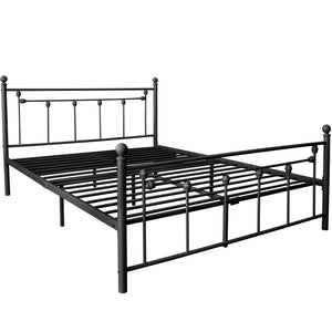 uhomepro Modern Queen Size Bed Frame Metal Platform Bed Mattress Foundation with Headboard Footboard, Victorian Vintage Style, Easy Assemble