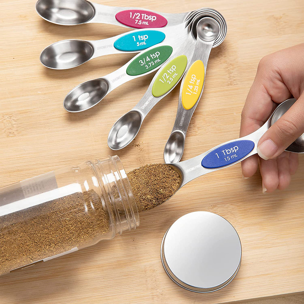 Miuline Measuring Spoons Set,9PCS Magnetic Measuring Cups Stainless Steel  Spoons, Metal Measuring Spoons For Measuring Dry Liquid Ingredients 