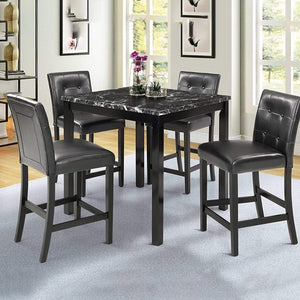 5 Piece Dining Room Table Set, UHOMEPRO Counter Height Dining Table Set for 4, Modern Dining Set with Faux Marble Top&4 Chairs, Wooden Kitchen Table and Chairs, Small Spaces Furniture, Black, W13320