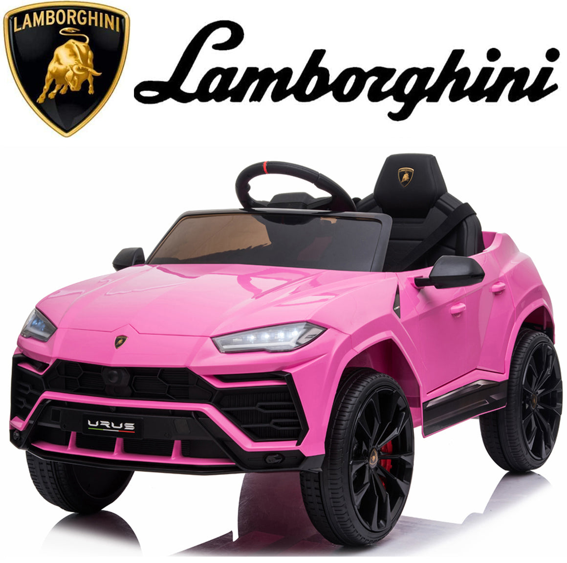 Ride on Toys for 3-4 Year Olds Boy Girl, Lamborghini 12 V Kids Ride On Car with Remote Control, Battery Powered Power Vehicles with LED Lights, MP3 Player, Horn, Birthday Gift, Black, W01