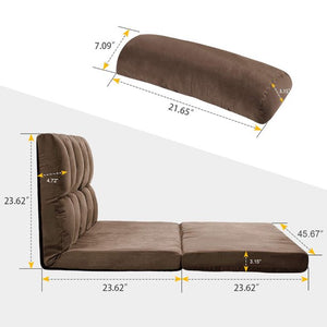 Folding Floor Sofa, Futon Chaise Lounge Sofa Gaming Chair Floor Couch with 2 Pillows, Adjustable Floor Sofa and Couch, Sleeper Sofa Bed, Lazy Sofa Couch, Bedroom, Living Room Furniture, Brown, W6208