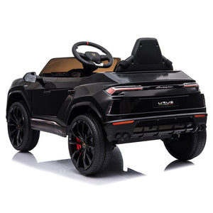 Ride on Toys for Kids, 12V Lamborghini Urus Power Ride On Truck Cars with Remote Control, Horn, Radio, USB Port, AUX, Spring Suspension, Opening Door, LED Light - Black, CL61