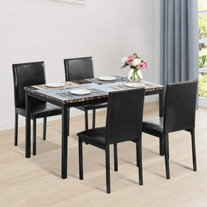 uhomepro 5-Piece Dining Room Table Set for 4 Person, Elegant Dining Table Set, uhomepro Home Kitchen Table with 4 PU Leather Chairs and Metal Dining Room Modern Furniture