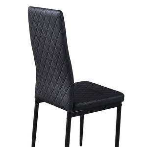 uhomepro PU Leather Dining Chairs Set of 4, Modern Kitchen Chairs with Diamond Grid Pattern, Upholstered Side Chairs for Dining Room Living Room Restaurant, Black
