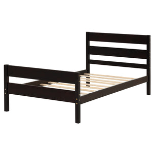 uhomepro Twin Bed Frames for Kids Boys Girls, Wood Twin Platform Bed Frame with Headboard and Footboard, No Box Spring Needed, Espresso
