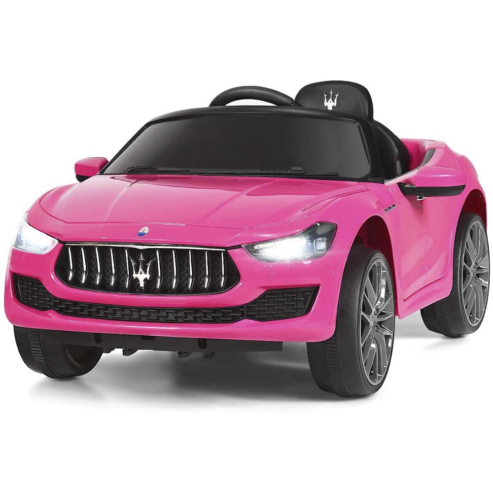 12V Licensed Maserati Gbili Battery Powered Ride on Cars with Remote Control, 2 Motors, LED Lights, MP3, Horn, Two Doors Open, Kids Ride on Toys Electric Vehicle for Boys Girls, Pink, W17553