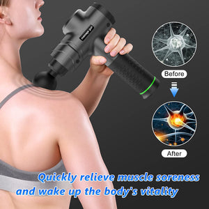 uhomepro Massage Gun Deep Tissue Percussion Muscle Massager for Pain Relief, Handheld Electric Body Massager with 30 Speeds, 10 Heads, Comfortable Muscle Soreness Relieves Massager Gun