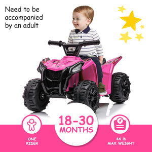 uhomepro 6V Kids Electric Quad ATV 4 Wheels Ride On Cars Toy for Girls Boys, Pink