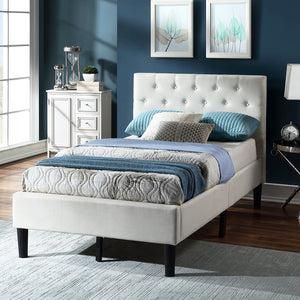 Modern Upholstered Platform Heavy Duty Twin Bed Frame with Headboard, Q18