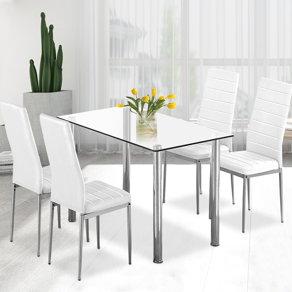 White Leather Dining Room Set