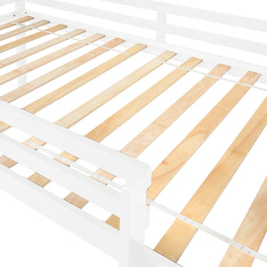 Kids Loft Bed with Ladder and Guard Rail, UHOMEPRO Heavy Duty Wooden Bunk Bed Low Loft Bed Frame, Twin Loft Bed Frame No Box Spring Needed, Christmas/Birthday Gift, Bedroom Furniture, White, W14291