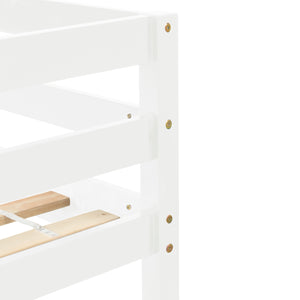 Kids Loft Bed with Ladder and Guard Rail, UHOMEPRO Heavy Duty Wooden Bunk Bed Low Loft Bed Frame, Twin Loft Bed Frame No Box Spring Needed, Christmas/Birthday Gift, Bedroom Furniture, White, W14282