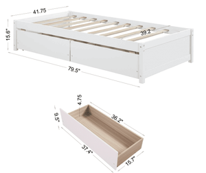 uhomepro Twin Bed Frames with Drawers, Solid Wood Platform Bed Frame with Storage Drawers, Twin Size Daybed Bed for Kids Teens Adults, No Box Spring Needed, White