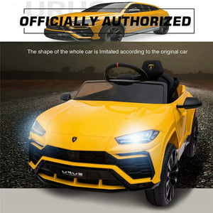 Lamborghini Urus 12V Electric Powered Ride on Car Toys for Girls Boys, Yellow Kids Electric Vehicles Ride on Toys with Remote Control, Foot Pedal, MP3 Player and LED Headlights, CL61