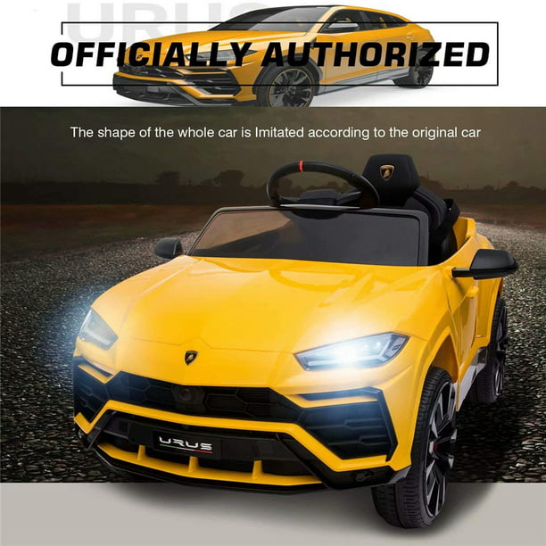 Lamborghini Urus 12V Electric Powered Ride on Car Toys for Girls Boys, Yellow Kids Electric Vehicles Ride on Toys with Remote Control, Foot Pedal, MP3 Player and LED Headlights, CL61
