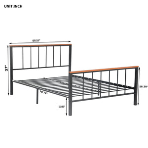 Metal Platform Bed Frame, UHOMEPRO Full Size Bed Frame with Headboard and Footboard, Bed Frame No Box Spring Needed, Full Bed Frame for Kids Adult, Iron Bed Frame for Bedroom Furniture, Black, W15306