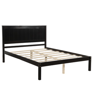 Full Bed Frame, Wood Full Bed Frame for Kids Adults, Platform Bed Frame with Headboard and Footboard, Q44