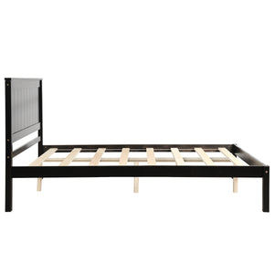 Full Bed Frame, Wood Full Bed Frame for Kids Adults, Platform Bed Frame with Headboard and Footboard, Q44