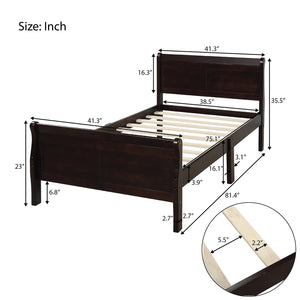 uhomepro Twin Bed Frames for Kids, Boys, Girls, Wood Twin Platform Bed Frame with Headboard and Footboard, Twin Bed Frame No Box Spring Needed, Modern Bedroom Furniture, Espresso, W9798
