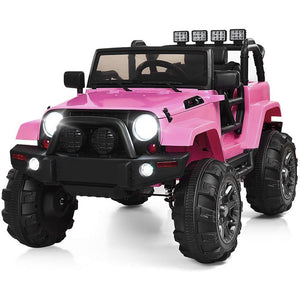 Ride on Cars, UHOMEPRO Pink 12V Ride on Cars with Remote Control, Battery Electric Vehicles Truck Car with Suspension/LED Lights, Kids Ride on Cars Gift for Boys Girls, CL01