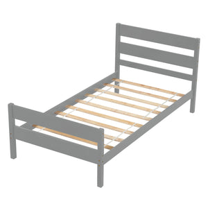 uhomepro Twin Bed Frame for Kids, Classic Platform Bed Frame with Headboard and Footboard, Modern Twin Size Bed Frame with Wood Slats Support, Holds 300 lb, No Box Spring Needed