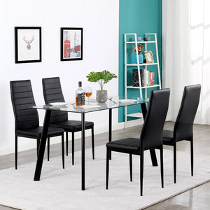 uhomepro 5 Pieces Dining Table Set, Elegant Marble Top Kitchen Table and Chairs for 4, Metal Frame Table and 4 Velvet Upholstered Chairs Perfect for Kitchen Breakfast Nook Bar Small Apartment