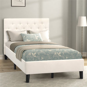 Twin Bed Frame with Headboard, Heavy Duty Fabric Upholstered Twin Platform Bed Frame/Mattress Foundation with Wood Slat Support for Adults Teens Children, Bed Frame No Box Spring Needed, CL554