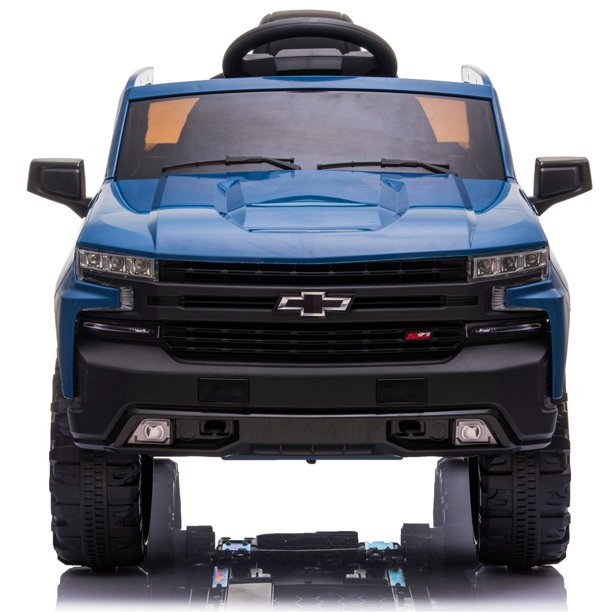 Ride on Truck with Remote Control, Chevrolet Silverado Blue 12V Ride o ...