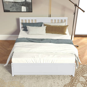 Queen Bed Frames, Wood Platform Bed with Headboard and Slat Support for Boys, Girls, No Box Spring Needed