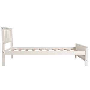 Twin Bed Frames for Kids, UHOMEPRO Heavy Duty Wood Twin Platform Bed Frame with Headboard & Footboard, Great for Boys, Girls, No Box Spring Needed, Modern Bedroom Furniture, White, W7388
