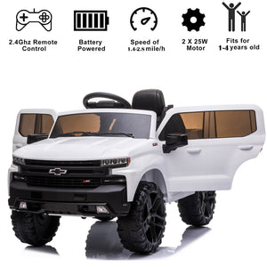 Chevrolet Silverado Ride On Car, Kids 12 V Ride on Toys with Remote Control, Battery Power Vehicles with LED Lights, MPS Player, 3 Years Old Boy Toys Girl Toys, Birthday Gifts, W02