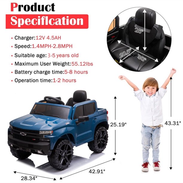 Battery Powered Chevy Silverado Remote Control Truck Kids Chevy