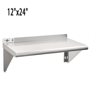 uhomepro Stainless Steel Shelf 12 x 24 Inches, NSF Certified Commercial Wall Mount Floating Shelving with 2 Brackets, 250lb Load Capacity, Storage Shelving for Home Kitchen Restaurant Garage, Silver