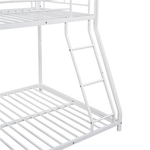 Twin over Full Bunk Bed for Kids, Heavy Duty Metal Bunk Bed Twin over Full, White Bunk Beds for Kids, Bunk Bed with Ladder/Safety Rail for Boys Girls, Twin over Full Bunk Bed for Bedroom/Dorm, CL800